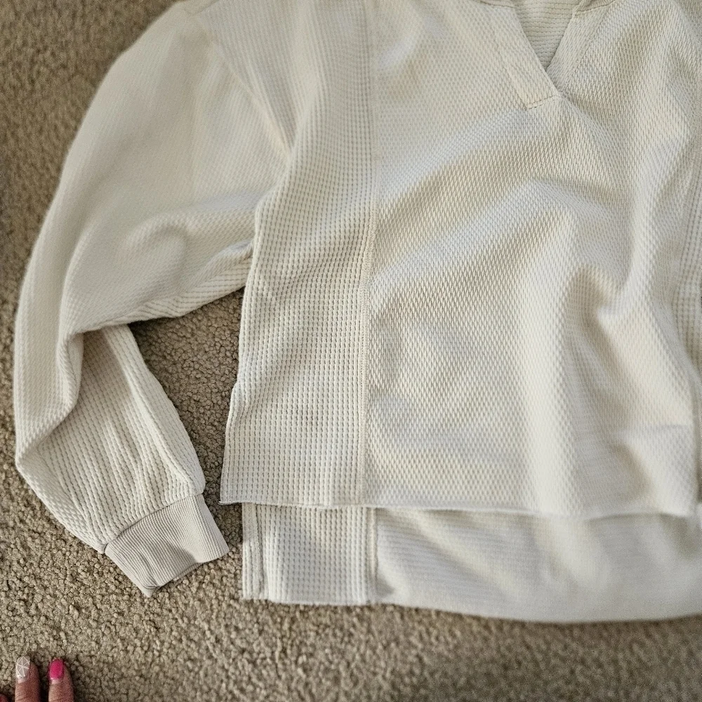 Nike Yoga Luxe waffle cover up sweat in off white XS